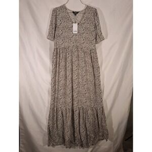 LTS‎ Long Tall Sally Leopard Print Maxi Dress Tiered Skirt S/S Boho Sz 12